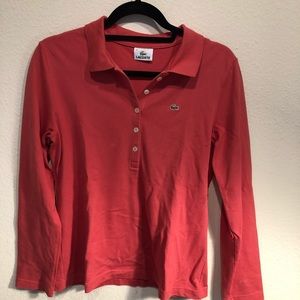 Red long sleeve Lacoste polo